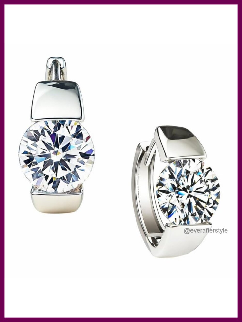 Sterling Silver CZ Huggie Hoop Earrings White Gold Plated 14mm 1.2ct Women Gift